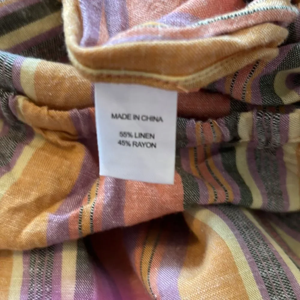 (BOGO FREE) Anthropologie Drew Tulip Hem Jumpsuit Linen Striped Romper Small - Picture 4 of 5